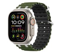 MoKo Cinturino Ocean Compatibile con Apple Watch Ultra 3/2/1 49 mm, S11/S10 46 mm, 9/8/7 45 mm, SE3/SE2/SE/6/5/4 44 mm, 3/2/1 42 mm, Cinturino Sportivo in Silicone Traspirante,At/Verde Mt&Nr