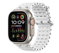 MoKo Cinturino Ocean Compatibile con Apple Watch Ultra 3/2/1 49 mm, S11/S10 46 mm, 9/8/7 45 mm, SE3/SE2/SE/6/5/4 44 mm, 3/2/1 42 mm, Cinturino Sportivo in Silicone Traspirante, Argento/Bianco