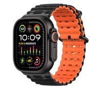 MoKo Cinturino Ocean Compatibile con Apple Watch Ultra 3/2/1 49 mm, S11/S10 46 mm, 9/8/7 45 mm, SE3/SE2/SE/6/5/4 44 mm, 3/2/1 42 mm, Cinturino Sportivo in Silicone Traspirante,Nr/Nero&Arancn