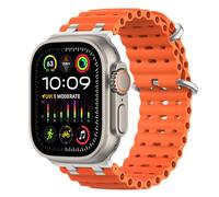 MoKo Cinturino Ocean Compatibile con Apple Watch Ultra 3/2/1 49 mm, S11/S10 46 mm, 9/8/7 45 mm, SE3/SE2/SE/6/5/4 44 mm, 3/2/1 42 mm, Cinturino Sportivo in Silicone Traspirante,Argento/Arancione