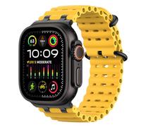 MoKo Cinturino Ocean Compatibile con Apple Watch Ultra 3/2/1 49 mm, S11/S10 46 mm, 9/8/7 45 mm, SE3/SE2/SE/6/5/4 44 mm, 3/2/1 42 mm, Cinturino Sportivo in Silicone Traspirante, Nero/Giallo