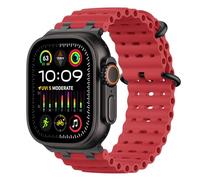 MoKo Cinturino Ocean Compatibile con Apple Watch Ultra 3/2/1 49 mm, S11/S10 46 mm, 9/8/7 45 mm, SE3/SE2/SE/6/5/4 44 mm, 3/2/1 42 mm, Cinturino Sportivo in Silicone Traspirante, Nero/Rosso
