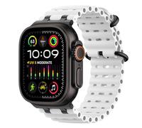 MoKo Cinturino Ocean Compatibile con Apple Watch Ultra 3/2/1 49 mm, S11/S10 46 mm, 9/8/7 45 mm, SE3/SE2/SE/6/5/4 44 mm, 3/2/1 42 mm, Cinturino Sportivo in Silicone Traspirante, Nero/Bianco