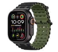 MoKo Cinturino Ocean Compatibile con Apple Watch Ultra 3/2/1 49 mm, S11/S10 46 mm, 9/8/7 45 mm, SE3/SE2/SE/6/5/4 44 mm, 3/2/1 42 mm, Cinturino Sportivo in Silicone Traspirante,Nr/Nero&VerdeM