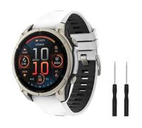 MoKo Cinturino per Orologio Compatibile con Garmin Fenix 8/E 47 mm/Fenix 7/7 Pro/Fenix 6/6 Pro/Fenix 5/5 Plus/Forerunner 935 945 955 965, Cinturino Morbido QuickFit da 22 mm, Bottone Titanio/Bianco