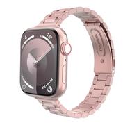 MoKo Cinturino Sottile in Metallo Compatibile con Apple Watch 41mm 40mm 38mm, Cinturino di Ricambio in Acciaio Inossidabile per iWatch Series SE 9 8 7 6 5 4 3 2 1 per Donna Uomo, Rosa Rosa