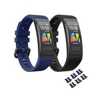 MoKo 2 Pezzi Cinturino Compatibile con Huawei Band 4 Pro/3/3 PRO, Cinturino Sportivo di Ricambio in Morbido Silicone, Nero/Blu Notte