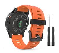 MoKo Compatibile con Garmin Fenix 3/3 HR/5X/5X Plus/D2 Delta PX/Tactix Bravo/Descent Mk1/Quatix 3 Bracciale, Morbido Cinturino di ricambio in Silicone (NON per Fenix 6/6S/5/5S), ARANCIO