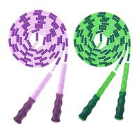 MoKo Corda per saltare, 2 pezzi in TPU regolabile premium, skipping rope regolabile con manico antiscivolo, per uomo e donna, allenamento velocità, fitness - verde viola