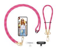 MoKo Cordino a tracolla regolabile 8 mm per iPhone e Samsung Include cinturino da polso e toppe (rosso rosa)