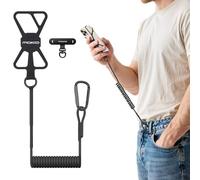 MoKo Cordino Antifurto per Smartphone Retrattile, Laccetto di Sicurezza con Moschettone Bloccabile, Linguetta in Metallo 360° con Silicone, per Cellulari fino a 6,8”, Pesca Sci Viaggio, Nero