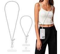 MoKo Cordino per Cellulare Universale, Cinghia Regolabile per Mano, per iPhone/Samsung/la Maggior Parte degli Smartphone, Cordino per Cellulare×1, Cinghia per Mano×1, Toppa Cordini×2, Pallido Argento