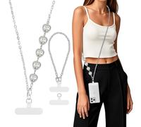 MoKo Cordino per Cellulare Universale, Cinghia Regolabile per Mano, per iPhone/Samsung/la Maggior Parte degli Smartphone, Cordino per Cellulare×1, Cinghia per Mano×1, Toppa per Cordino×2, Argento