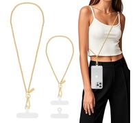 MoKo Cordino per Cellulare Universale, Cinghia Regolabile per Mano, per iPhone/Samsung/la Maggior Parte degli Smartphone, Cordino per Cellulare×1, Cinghia per Mano×1, Toppa per Cordini×2, Pallido Oro