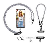 MoKo Cordino per telefono a tracolla, cordino da polso e cordino per telefono a tracolla con lunghezza regolabile, cinturino per iPhone e Samsung, con 2 toppe a molla a forma di S, Nero & Bianco