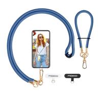MoKo Cordino per Telefono, Cordino Regolabile per Cellulare, Cordino Universale a Tracolla e Cinturino da Polso, Cordino a Tracolla x 1, Cordino da Polso x 1, Toppa per Cordino x 2, Lago Blu