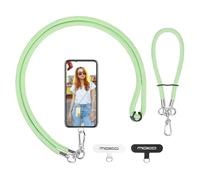 MoKo Cordino per Telefono, Regolabile per Cellulare, Universale a Tracolla e Cinturino da Polso, Tracolla x 1, Polso x 1, Toppa x 2, Verde Chiaro