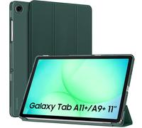 MoKo Cover Custodia Compatibile con Samsung Galaxy tab A11+ Plus 11 Pollici 2025/Galaxy Tab A9+ Plus 11 Pollici 2023, Retro in PC Rigido Semi-Trasparente, Auto Sveglia/Sonno, Verde notte