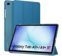 MoKo Cover Custodia Compatibile con Samsung Galaxy tab A11+ Plus 11 Pollici 2025/Galaxy Tab A9+ Plus 11 Pollici 2023, Retro in PC Rigido Semi-Trasparente, Auto Sveglia/Sonno, Blu Pavone