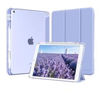 MoKo Cover per iPad 9a/8a/7a Generazione 10,2 Pollici 2021/2020/2019 con Portapenna, Custodia Trifold Sottile e Leggera con Retro in PC Rigido Traslucido, Auto Svegliati/Sonno, Lavanda Viola