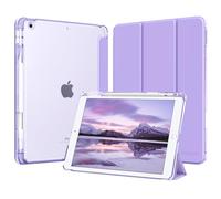 MoKo Cover per iPad 9a/8a/7a Generazione 10,2 Pollici 2021/2020/2019 con Portapenna, Custodia Trifold Sottile e Leggera con Retro in PC Rigido Traslucido, Auto Svegliati/Sonno, Lilla