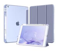 MoKo Cover per iPad 9a/8a/7a Generazione 10,2 Pollici con Portapenna | Custodia per iPad 10,2 2021/2020/2019, Trifold Sottile Leggera Cover con Retro PC Rigido Trasparente, Viola Grigio