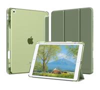 MoKo Cover per iPad 9a/8a/7a Generazione 10,2 Pollici con Portapenna | Custodia per iPad 10,2 2021/2020/2019, Trifold Sottile Leggera Cover con Retro PC Rigido Trasparente, Celadon
