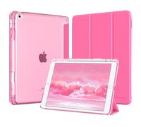 MoKo Cover per iPad 9a/8a/7a Generazione 10,2 Pollici con Portapenna | Custodia per iPad 10,2 2021/2020/2019, Trifold Sottile Leggera Cover con Retro PC Rigido Traslucido, Rosa Persiano