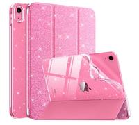MoKo Custodia iPad (A16) 11a gen 11"/10,9" – TPU trasparente glitter, auto-sveglia Rosa glitterato