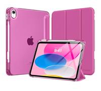 MoKo Custodia per iPad 11 Pollici (A16) 11a Generazione, iPad 10a Gen 10,9" 2022 con Portapenna, iPad 10a Gen Cover Trifold Sottile e Leggera con Retro in PC Rigido Traslucido, Lampone