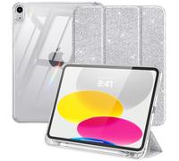 MoKo Cover per iPad A16, iPad 11/10 Gen 11/10.9", Bianco Glitterato Argento
