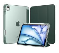 MoKo Cover per iPad Air 11 Pollici Case M3/M2 2025/2024, iPad Air 5a/4a Gen 10,9" Custodia 2022/2020 con Portapenna, Cover Trifold Sottile e Leggera con Retro in PC Rigido Traslucido, Verde notte