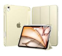 MoKo Cover per iPad Air 11 Pollici Case M3/M2 2025/2024, iPad Air 5a/4a Gen 10,9" Custodia 2022/2020 con Portapenna, Cover Trifold Sottile e Leggera con Retro in PC Rigido Traslucido, Oro Champagne