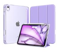 MoKo Cover per iPad Air 11 Pollici Case M3/M2 2025/2024, iPad Air 5a/4a Gen 10,9" Custodia 2022/2020 con Portapenna, Cover Trifold Sottile e Leggera con Retro in PC Rigido Traslucido, Lilla