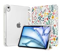 MoKo Cover per iPad Air 11 Pollici Case M3/M2 2025/2024, iPad Air 5a/4a Gen 10,9" Custodia 2022/2020 con Portapenna, Cover Trifold Sottile e Leggera con Retro in PC Rigido Trasparente, Fiori