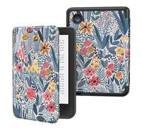 MoKo Cover per Kobo Clara BW/Clara Colour 2024 / Clara 2E 6" 2022, Custodia Protettiva per Lettore Ebook in TPU Morbido Ultra Sottile Leggera con Funzione Auto Wake/Sleep, Fiorellino con Foglia Blu