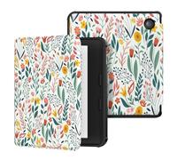 MoKo Cover per Kobo Libra Colour 7 Pollici 2024, Custodia Protettiva per Lettore Ebook in TPU Morbido Ultra Sottile Leggera con Funzione Auto Wake/Sleep, Fiori