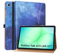 MoKo Cover per Samsung Galaxy Tab A11+/A11 Plus/A9+/A9 Plus 11 Pollici 2025/2023, Multi-Angolo Custodia con Cinghia a Mano, Tasca, Auto Sveglia/Sonno, CieloStellatoBlu