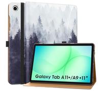 MoKo Cover per Samsung Galaxy Tab A11+ Plus 11 Pollici 2025/ A9+ Plus 2023, Multi-Angolo Custodia per Galaxy Tab A11+/ A9+ con Cinghia a Mano, Tasca, Auto Sveglia/Sonno, Foresta Grigia