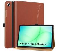 MoKo Cover per Samsung Galaxy Tab A11+ Plus 11 Pollici 2025/ A9+ Plus 2023, Multi-Angolo Custodia per Galaxy Tab A11+/ A9+ con Cinghia a Mano, Tasca, Auto Sveglia/Sonno, Marrone