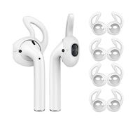 MoKo Gommini Auricolari in Silicone compatible con AirPods 1/2 (4 Paia), EarPods con Supporto Orecchio, Anti-Caduta, Inserti Auricolari Isolamento Rumore, Cuscinetti Cuffie per Auricolari - Bianco
