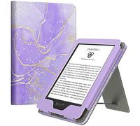 MoKo Custodia Compatibile con 6" Kindle 11th Gen 2024/2022/10th Gen 2019/8th Gen 2016, Magnete Riattivazione e Standby, con Supporto Verticale e Cinturino per Presa a Mano, Lavanda Dorata