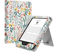 MoKo Custodia Compatibile con 6" Kindle 11th Generation 2024/2022/10th Gen 2019/8th Gen 2016, Schermo da, Magnete Riattivazione e Standby, con Supporto Verticale e Cinturino per Presa a Mano, Fiori