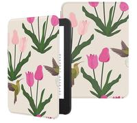 MoKo Custodia Compatibile con 6 Pollici Nuovo Kindle 11a Generazione 2024/2022 & Versione Internazionale, Cover Leggera con Auto Sveglia/Sonno per Kindle 2024 11a Gen e-Reader, Tulipano
