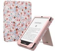 MoKo Custodia Compatibile con 7"/6.8" Kindle Paperwhite(12th/11th Generazione 2024/2021), Magnete Riattivazione e Standby, Con Supporto Verticale e Cinturino per Presa a Mano, Primavera rosa