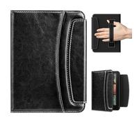 MoKo Custodia con Cinturino da Polso per 7" Kindle Paperwhite(12a Gen-2024) e Kindle Colorsoft 2024&2025,Custodia Sottile in PU con Chiusura Magnetica Auto Sonno/Sveglia e Porta Carte, Nero
