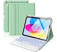 MoKo Custodia con Tastiera Multi-touch per iPad (A16) 11a Gen 11 Pollici 2025, Custodia per iPad 10a Gen 10,9 Pollici con Portapenne, Tastiera Bluetooth Staccabile Retroilluminata a 7 Colori, Verde