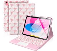 MoKo Custodia con Tastiera Multi-touch per iPad (A16) 11a Gen 11 Pollici 2025, Custodia per iPad 10a Gen 10,9" con Portapenne, Tastiera Bluetooth Retroilluminata a 7 Colori, Fiocco Rosa