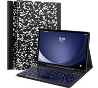 MoKo Custodia con Tastiera per Galaxy Tab A9+, Cover con Tastiera per Samsung Galaxy Tab A9+ 11" 2023 con Supporto per S Pen Holder e Touchpad, Tastiera Bluetooth Rimovibile, Taccuino Nero