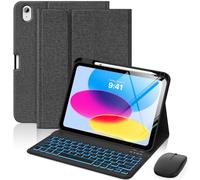 MoKo Custodia con Tastiera per iPad 11a Gen (A16) 11"con Mouse, Denim Nero